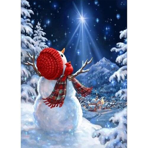 5D Diamond Painting Cartoon Snow Scenic Snowman Diamond Embroidery Cross Stitch Kits DIY Mosaic Round Full Drill Home Decor