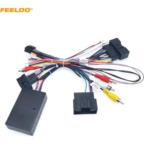 FEELDO Car Audio 16PIN Android Power Cable Adapter With Canbus Box For Ford Focus 12-15 F150 Audio Power Wiring Harness #HQ6377