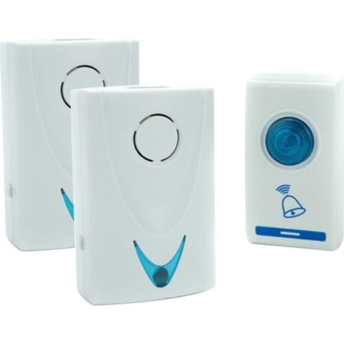 Wireless Doorbell LED 2 Button 3 Receiver Battery Powered 32 Tune Songs Ring Remote Control Home Security 100M Door Bell