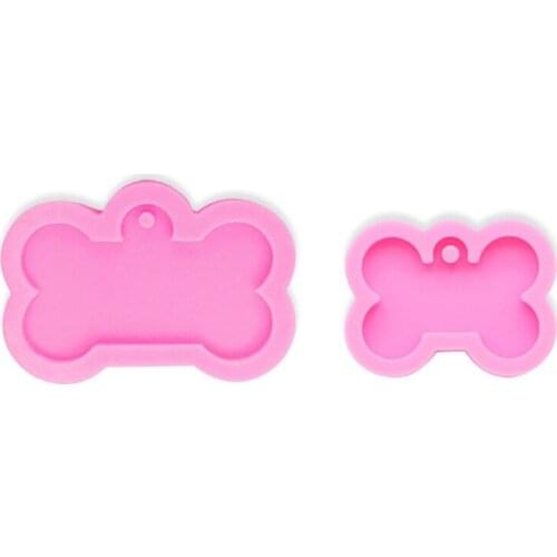 Shiny Tag Label Dog Bone Keychain Silicone Mold Crafts Crystal Epoxy Resin Mold Dropshipping