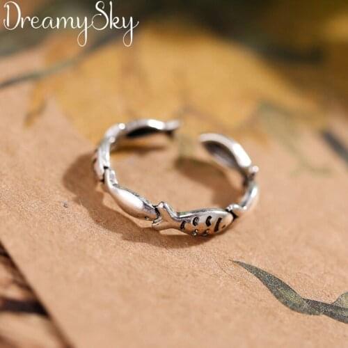 Bohemian Jewelry Fashion Silver Color Fish Rings For Women Personality Ladies Vintage Engagement Finger Rings
