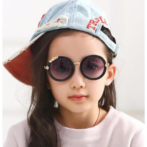 Brand Designer 2019 Kids Round Sunglasses Children Girls Cute Baby UV400 Mirror Kawaii Circle Diamond Sun Glasses N582