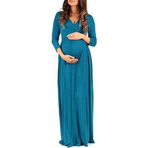 Long Pregnancy Dresses For Pregnant Women Clothes Solid Straight Maternity Dresses Gravidas Vestidos Pregnant Spring Clothing