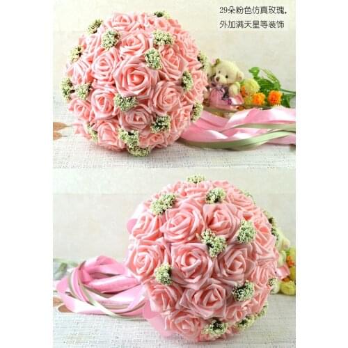 EMS FREE SHIPPING!!! (10 pcs/lot ) 2013 New Design Artificial Foam rose Bouquet in Pink Wedding Bouquet