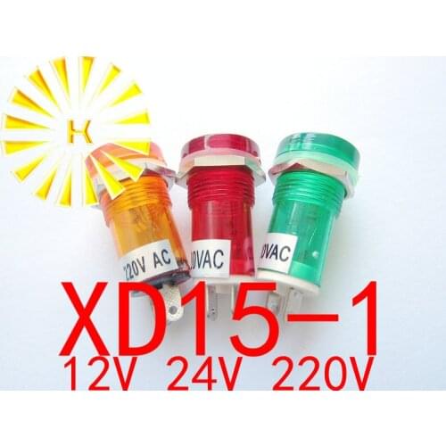 XD15-1 Signal Lamp Red Green Yellow 12V 24V AC220V 15mm Plastic Indicator Light Power LED Diode PL1604 x 100PCS