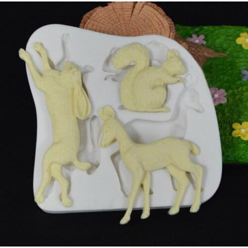Squirrel Rabbit Deer Shape Candy Chocolate Sugarcraft Mould Fondant Cake Decorating Silicone Mold