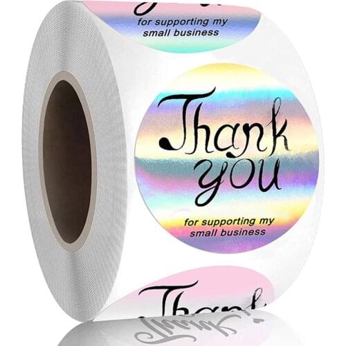 50-500pcs Holographic Laser Thank You for supporting my small business Sticker Stationery Seal Labels Sticker Wrapping Supplies