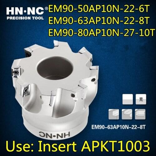 HM90-50AP10N-22-6T HM90-63AP10N-22-8T HM90-80AP10N-22-10T Use: Insert APKT1003 Milling cutter knife dish
