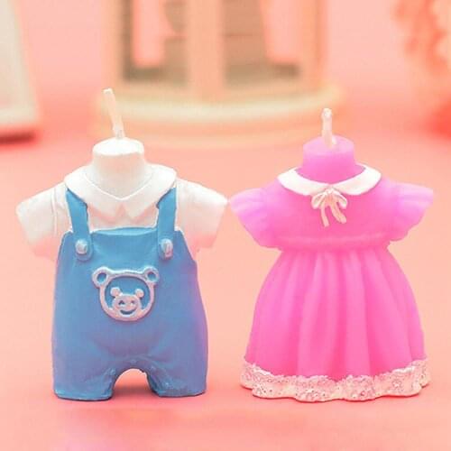 New 5*4.5cm Creative Lovely Baby Shower Baby Carriage Baby Boy Romper Girl Dress Votive Candles Favors For Party Decoration