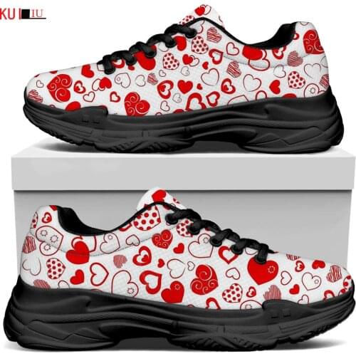 KUILIU Love Print Women Platform Sneaker Increasing Flat Track Trainers Couple Casual Paris Fashion Brand Designer Sport Shoes