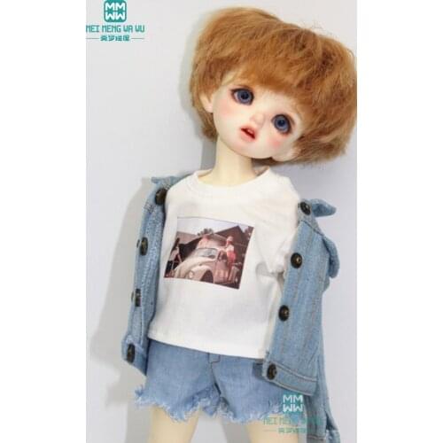 Doll clothes fits 27cm-30cm 1/6 BJD doll gray fashion denim vest T-shirt trousers