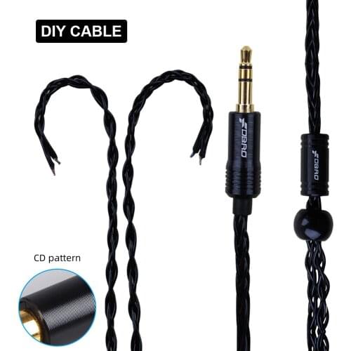FDBRO Silver-Plated Copper Wire Mixed 8-Core Single Crystal Upgrade Cable DIY Earphone Cable Black Blue 2.5/3.5/4.4