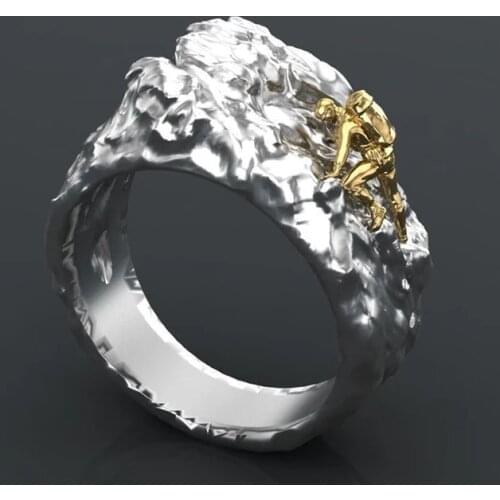Fashion Unisex Rings Gold Color People Climber Rings Men Vintage Party Gift Women Rings Jewelry Accessories