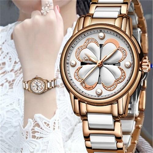 Fashion SUNKTA Rose Gold Ceramics Women Watches Top Luxury Brand Clock Women Casual Dress Quartz Watch Ladies Relogio Feminino