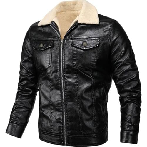 2021 Mens Motorcycle Jacket Autumn Winter Men New Faux Pu Leather Jackets Casual Embroidery Biker Coat Zipper Fleece Jacket