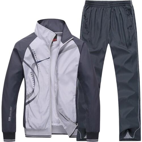 Mens Sportswear Set Spring Autumn Print Tracksuit Men 2 Piece Sets Jacket+Pant Sweatsuit Casual Sporting Outerwear Clothing