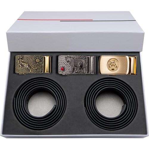 Fashion Mens Belt Genuine Leather Automatic Buckle Belt Famous Brand Luxury Black Cow Leather Man Strap Cinturon Hombre DiBanGu