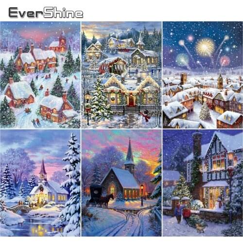 EverShine Diamond Embroidery Landscape Full Square Diamond Painting Set House 5D DIY Needlework Rhinestones Art Handmade Gift