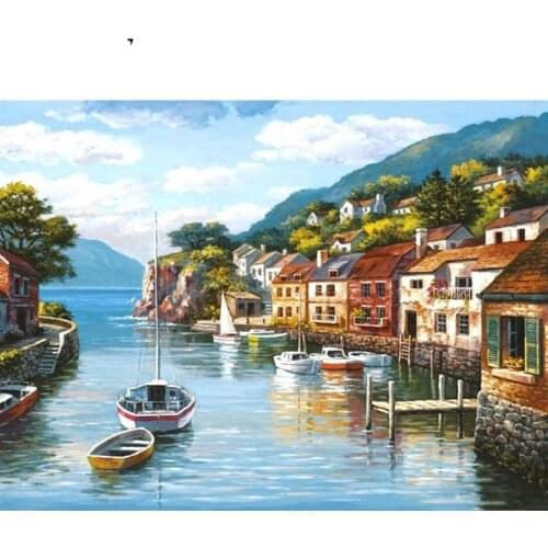 Boat In The Lake Paint By Numbers Coloring Hand Painted Home Decor Kits Drawing Canvas DIY Oil Painting Pictures By Numbers