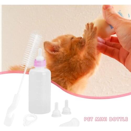 Puppy Kitten Feeding Bottle Set Silicone Pet Supplies Dog Cat Baby Nursing Water Milk Feeder with Cleaning Brush Pacifiers