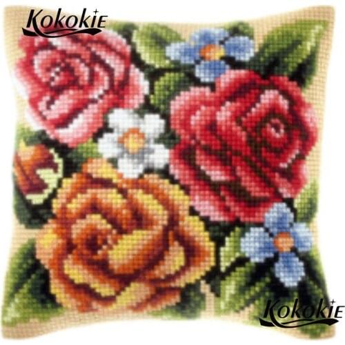 Handmade Embroider Needlework kits flowers pattern Cross-Stitching fabric cushion Cross stitch For Embroidery yarn pillow kits