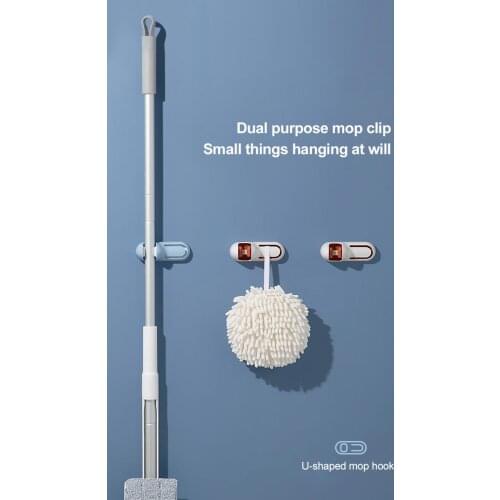 Wall Mounted Mop Organizer Holder U Type Multifunctional Non-marking Punch-free Brush Broom Hanger Storage Rack Kitchen Tool