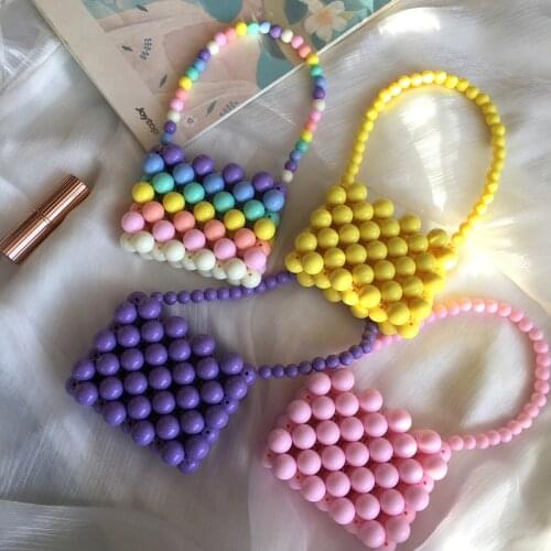 Customizable messenger bag) Childrens beaded bag handmade handbag woven pearl bag mini bag cute fashionable messenger bag