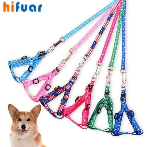 Nylon Dog Pet Puppy Cat Adjustable Harness with Lead Leash random color To Choose Toys Leash Chain Collars Interactive Toy