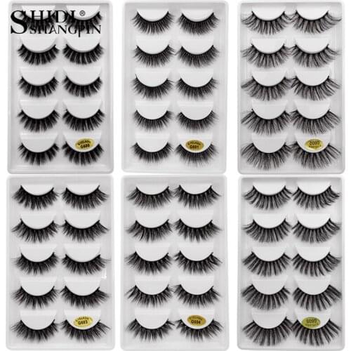 SHIDISHANGPIN 5 Pairs 3D Mink False Eyelashes Natural Hair Thick Dramatic Eyelash Wispy Mink Lash Volume Fake Lashes Makeup