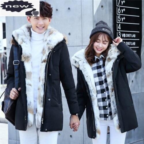 Womens Mens Winter Jacket And Coats High Quality Thick Warm Hooded Rabbit Fur Collar Parkas Large Size S-5XL Yellow Black White