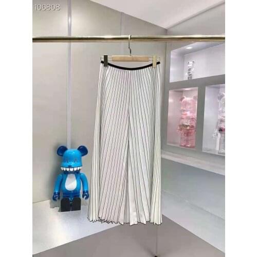 Kelana Pleated Pants 2021 New Summer Elegant Full -length Elastic High-Waist Wide Leg Trousers