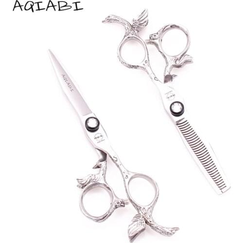 Professional Hair Scissors 5.5" 16cm 440C AQIABI Shiny Thinning Shears Cutting Scissors Hairdressing Scissors New Arrival A9023