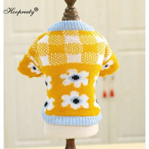 Christmas Winter Dog Coat Clothes Warm Soft Knitting Pet Dog Outfit Sweater For Small Medium Dogs Floral Pattern Ropa Perro 10A