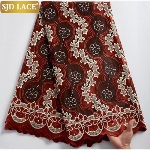 SJD LACE Garments Sewing African Dry Lace Fabric Embroidery Swiss Voile Cotton Lace In Switzerland For Nigerian Man Dress A2343