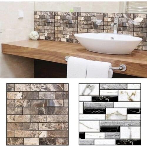 Brand New Style 3D Wall Sticker Tile Brick Self-adhesive Mosaic Kitchen Bathroom Wall Decor Home Decor