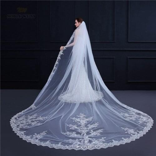 Wedding Veils with Comb Lace Edge Cathedral Veil Appliqued Cathedral Wedding Veil