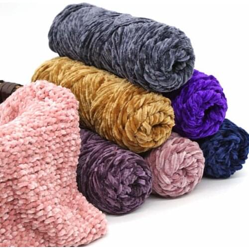 100g Chenille Knitted Sweater BluePink Rainbow Knitting Crochet Sweater Velvet Yarn Chunky Thick DIY Wool Craft New Soft