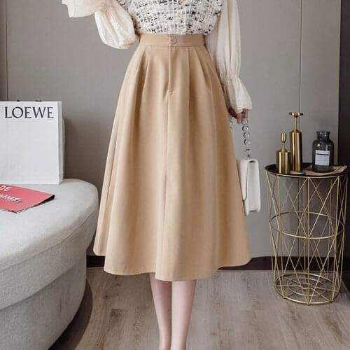 Limiguyue Elegant Retro Women Skirt Summer Elastic High Waist Office Lady A Line Skirt Korean Style Femme Saias Longas K1563