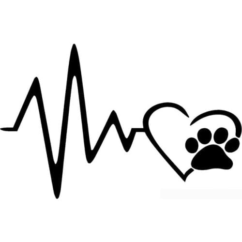 17.8*11.5CM Heart Beat Paw JDM Funny Vinyl Decal Car Window Bumper Decoration Stickers Black/Silver C6-1051