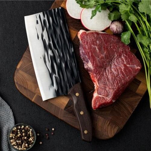 Filled kitchen knife traditional household knife hammer grain kitchen knife sharp chef meat slicing knife 4CR13 steel