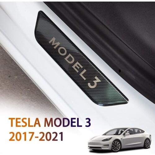The stainless steel front and rear doorsill protection stickers are suitable for Tesla model 3 2021 hidden protection 2017-2021