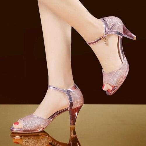 2021 Summer Women Sandals Open Toe Pumps Gold Ankle Strap High Heels Dress Shoes Silver Wedding Shoe Bling Sandalias Mujer 9193L