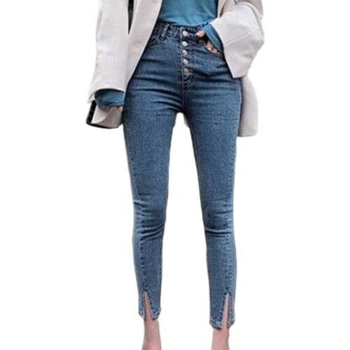 2020 Sexy High Waist Tassel Ripped Holes Denim Pants Female Trousers Pencil Jeans Women Skinny Pants Black Jeans