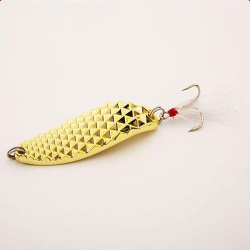 10g /15g Spoon Spinner Fishing Lure Metal Leech Hard Baits Sequins Noise with Feather Treble Hook Fishing Tackle