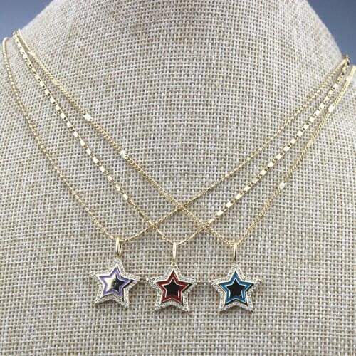 18inch 10pcs/lot New design cz/enamel charm necklace,star cubic zircon component,popular plated chain necklace wholesale