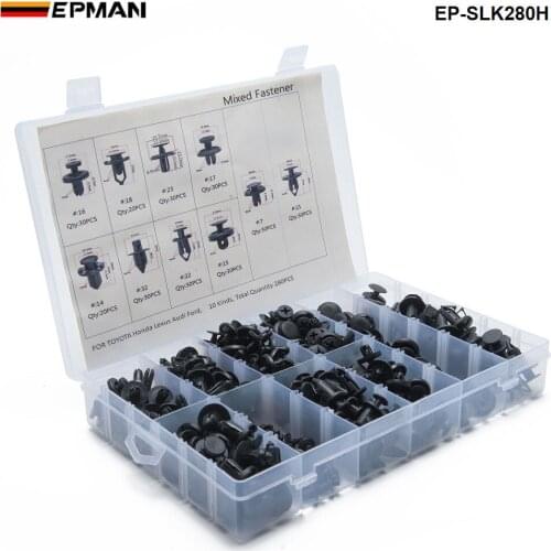 280pcs/LOT Mixed Fastener Clip And Tool Car Fender Bumper rivet fixed Clip Fastener For Toyota Honda Lexus Audi Ford EP-SLK280H