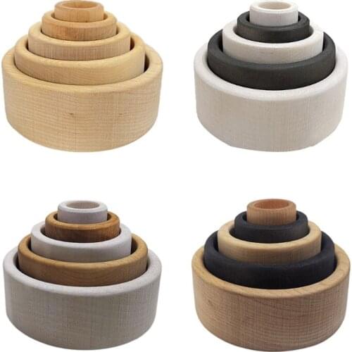 5 Pcs/Set Baby Wooden Stacker Toys Child Stacking Game Learning Building Blocks P31B