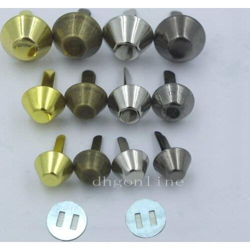 50 Pcs 3/8" 1/2" 5/8" Flat Purse Handbag Feet + Washer Nailheads Stud Spike 10 12 15mm