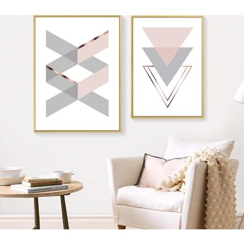 Abstract Pink Geometric Arrow Home Letters Wall Art Canvas Painting Picture Gallery Posters and Prints Living Room Home Decor