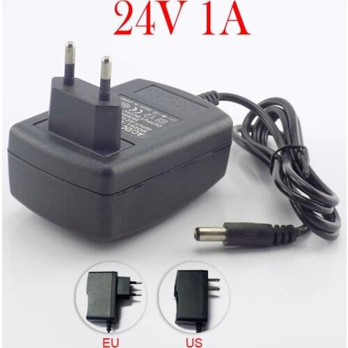 AC DC 24V 1A 1000ma Power Adaptor 110V 220V Converter Adapter DC24V wall Charger Supply US EU Plug 24w Switch 5.5mm*2.1mm